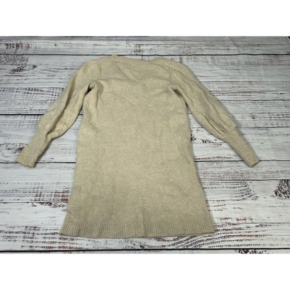 Madewell Womens Sweater Dress Bubble Sleeve V-Neck Knit Wool Blend Beige Size S - Picture 3 of 8